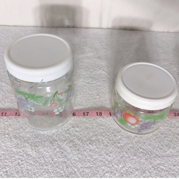 Vintage 80s KIG Indonesia Glass Fruit Flower Canister Set (3) - Picture 13 of 13